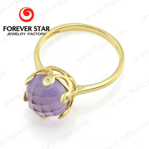 New Arrival Gold Ring with Amethyst Stone 18K